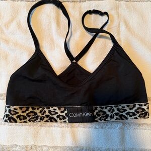 Calvin Klein Black Bralette with Leopard-Print Band
